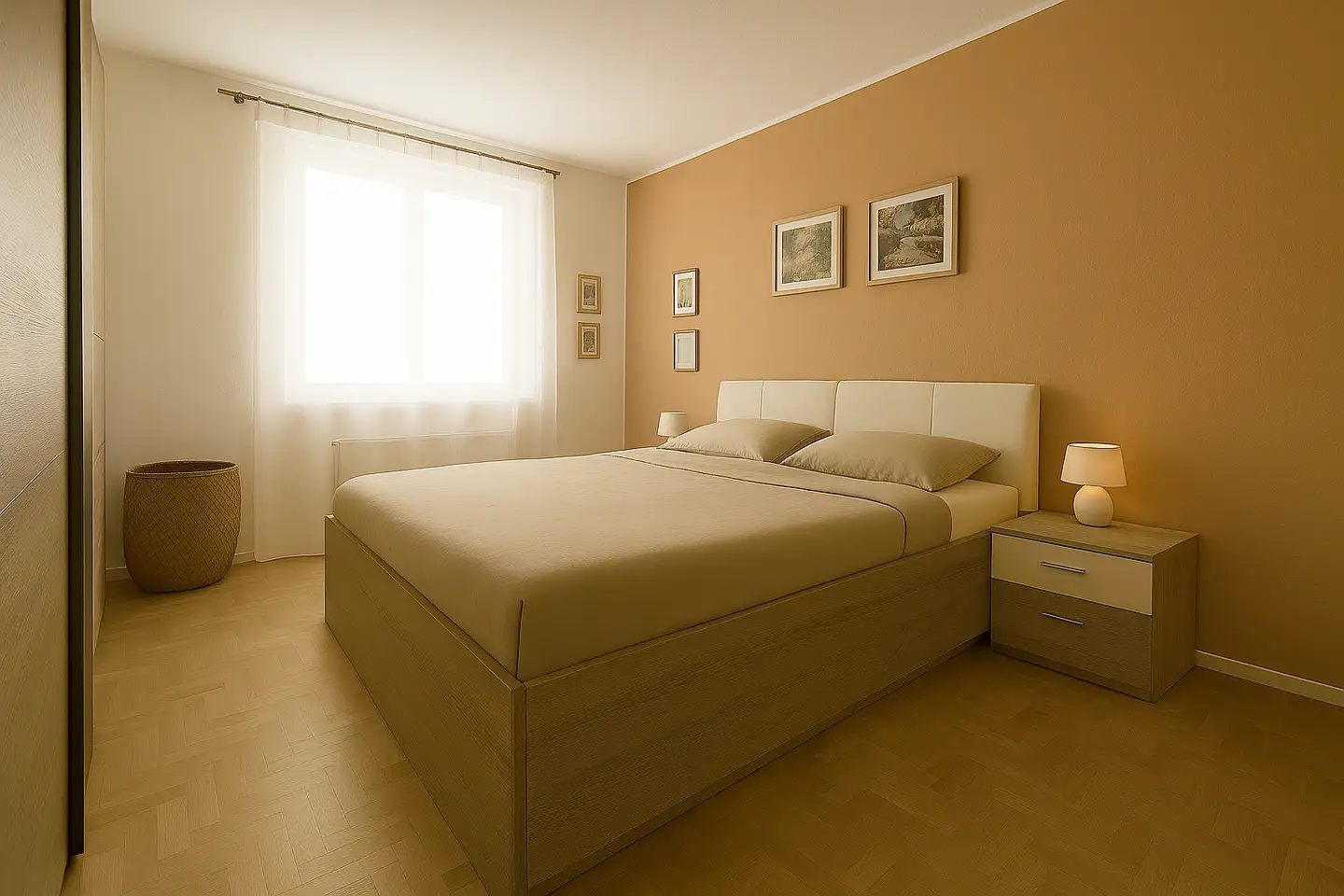 Schlafzimmer der Wohnung mit Tageslicht